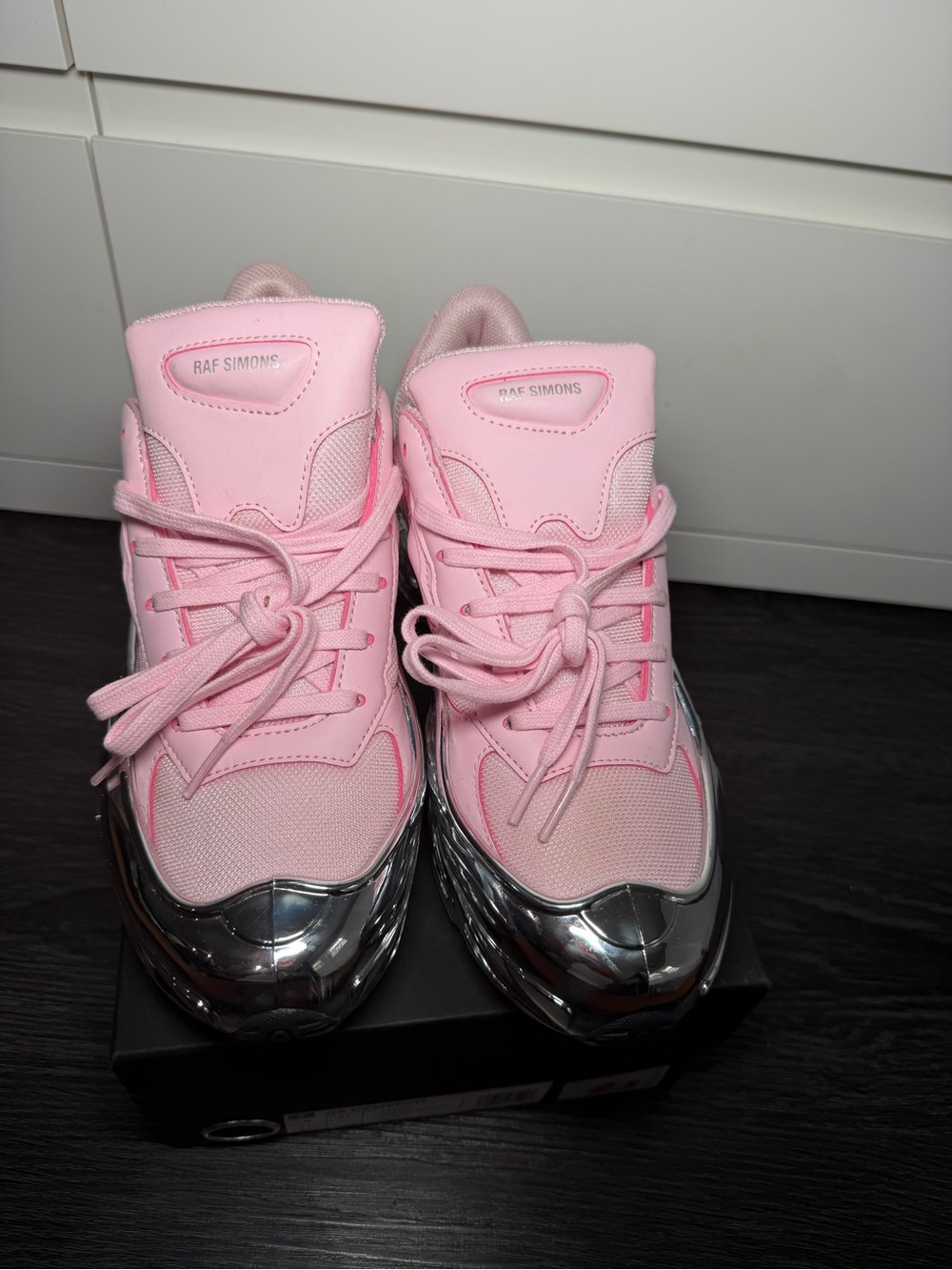 ADDIDAS X RAF 
 Pink & Silver Runner Sneakers